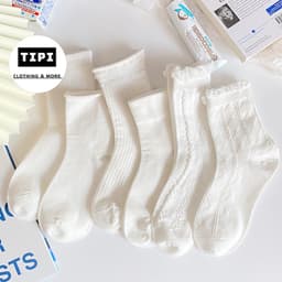 Set 5 đôi tất cao cổ Hàn quốc kiểu dáng xoắn thừng F3-01 1
