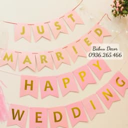 Dây chữ Happy Wedding ánh kim trang trí phòng cưới, tiệc cưới 1