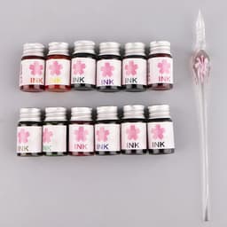 BỘ BÚT THỦY TINH TAM SINH TAM THẾ - Set Dụng Cụ Học Tiếng Trung Hoa Đào Luyện Chữ Kèm 12 Lọ Mực 5