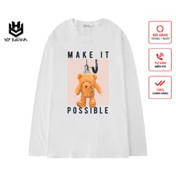 Áo Thun Tay Dài HY KOREA Form Rộng Unisex, Gấu Possible 214. 1