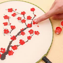 Quạt tròn trơn vải cán nhựa DIY vẽ trang trí cầm tay cổ trang 5