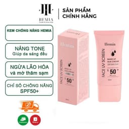 Kem chống nắng HEMIA 50ml dưỡng trắng nâng tone SPF50+  tự nhiên, Thấm mướt nhanh, mịn màng chính hãng Hàn Quốc 2