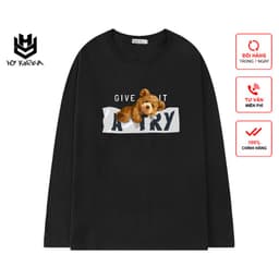 Áo Thun Tay Dài HY KOREA Form Rộng Unisex, Gấu Give Atry 153. 2