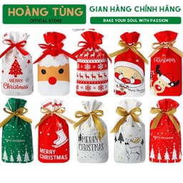 Combo 5 Túi đựng quà Giáng sinh, Noel kèm dây rút nơ 1
