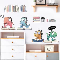 Decan dán tường 3d cho bé khủng long học bài trang trí phòng ngủ tủ quần áo 4