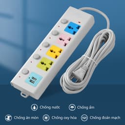 Ổ Cắm Điện USB Đa Năng Cao Cấp Chống Giật, 2 Cổng Cắm USB Có Chốt An Toàn Tiện Dụng 5