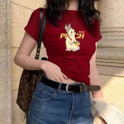 【100% cotton 】Áo baby tee Áo croptop Áo thun ôm body Áo y2k Hở Vai Dáng Ôm Màu Xám Hoa Thời Trang Mùa Hè Phong Cách Mới Dành Cho Bạn Nữ 4