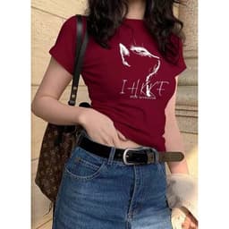 【100% cotton 】Áo baby tee Áo croptop Áo thun ôm body Áo y2k Hở Vai Dáng Ôm Màu Xám Hoa Thời Trang Mùa Hè Phong Cách Mới Dành Cho Bạn Nữ 7