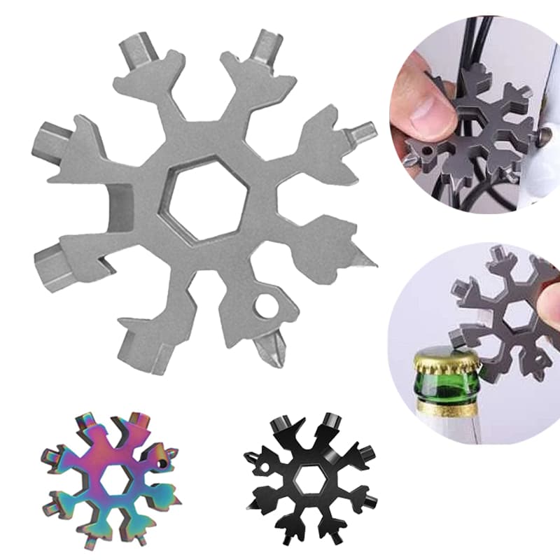 Cờ Lê Bông Tuyết 18 trong 1 Cao Cấp - Dụng Cụ Mở Khóa Chai Đa Năng, EDC Cá Nhân, Cờ Lê Vặn Ốc Mô-men Xoắn Cao | Chất Liệ