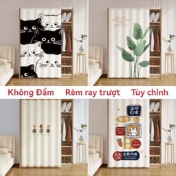 Rèm che đồ lặt vặt tủ quần áo đơn giản, rèm trượt đường ray tự dính, rèm cửa không đục lỗ, che giấu độ xấu, chống bụi, chống dầu, dễ tháo rời và giặt 1