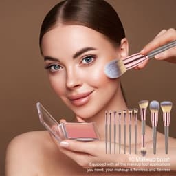 Bộ 10 Cọ Trang Điểm LHWA Tông Đen Vàng Cọ Mắt Cọ Chi Tiết Túi Da Sang Trọng Kèm Theo 2