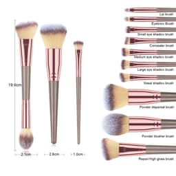 Bộ 10 Cọ Trang Điểm LHWA Tông Đen Vàng Cọ Mắt Cọ Chi Tiết Túi Da Sang Trọng Kèm Theo 7