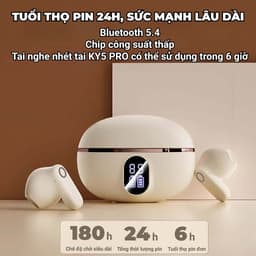 Tai nghe KY5 PRO Nhét Tai Ánh Sáng Mới Nhất [Quà tặng miễn phí] 1 Nhãn dán hoạt hình+1 Bao tay chơi game,Âm thanh nổi mức HiFi, Màn hình kỹ thuật số thông minh, Micrô tích hợp, Chống nước iPX5, Điều khiển cảm ứng,Giảm tiếng ồn ENC 5