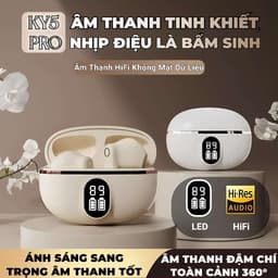 Tai nghe KY5 PRO Nhét Tai Ánh Sáng Mới Nhất [Quà tặng miễn phí] 1 Nhãn dán hoạt hình+1 Bao tay chơi game,Âm thanh nổi mức HiFi, Màn hình kỹ thuật số thông minh, Micrô tích hợp, Chống nước iPX5, Điều khiển cảm ứng,Giảm tiếng ồn ENC 1