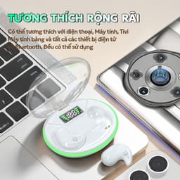 KY X66 Mới Nhất Tai Nhe Ngủ [2 Quà tặng] 1 Nhãn dán hoạt hình+1 Bao tay chơi game, Âm thanh nổi mức HiFi, Thiết kế chói sáng trong suốt, Chống nước IPX5, Giảm tiếng ồn ANC, Màn Hình Kỹ Thuật Số Thông Minh 6
