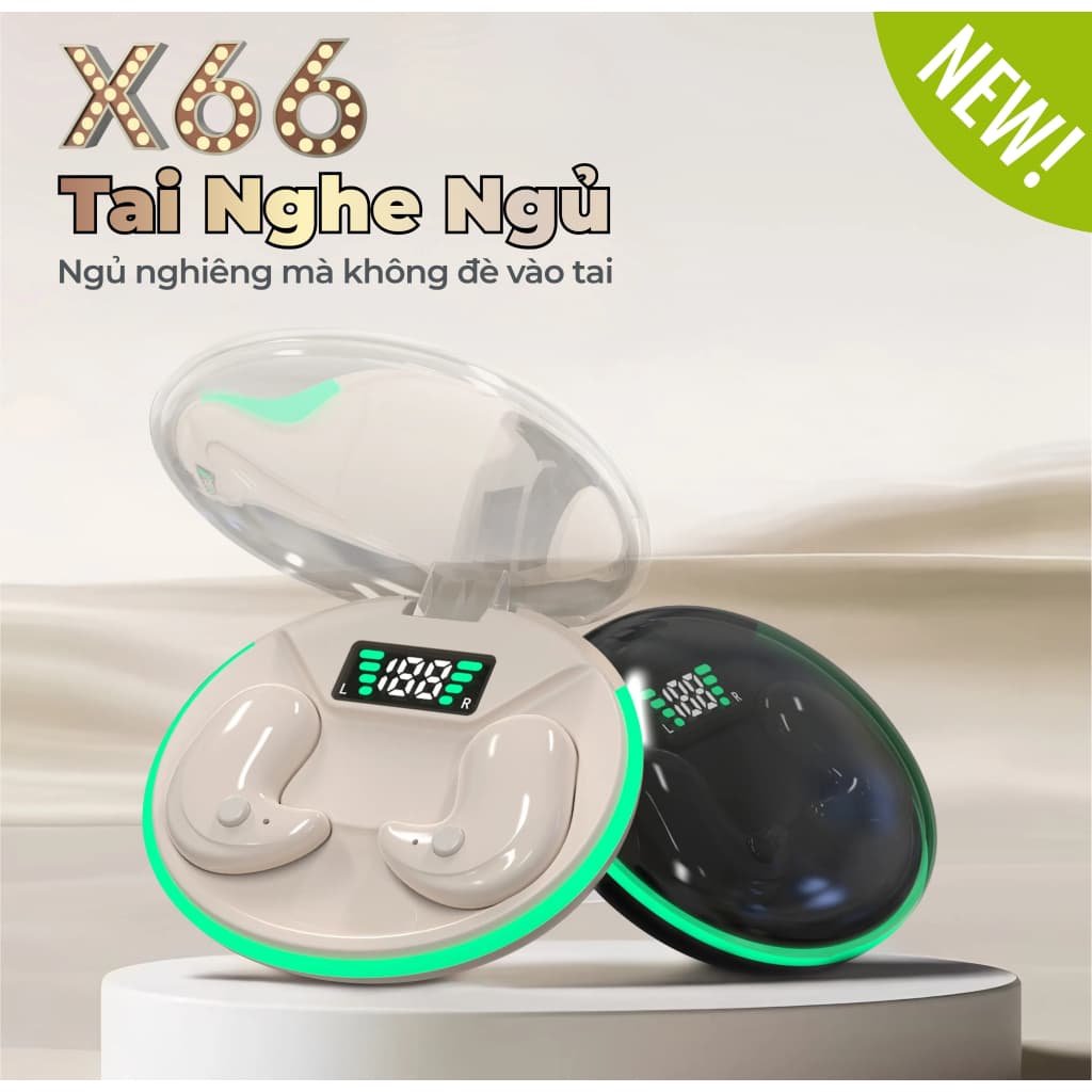 KY X66 Mới Nhất Tai Nhe Ngủ [2 Quà tặng] 1 Nhãn dán hoạt hình+1 Bao tay chơi game, Âm thanh nổi mức HiFi, Thiết kế chói sáng trong suốt, Chống nước IPX5, Giảm tiếng ồn ANC, Màn Hình Kỹ Thuật Số Thông Minh