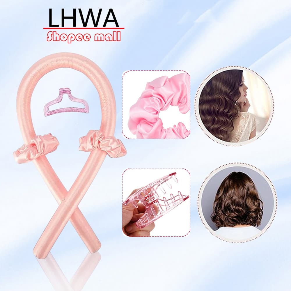 Bộ 3 Món Uốn Tóc Không Nhiệt LHWA  Gồm 1 Kẹp + 2 Dây Chun + 1Thanh Dài Vải Mềm