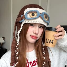 Mũ len dệt kim nam nữ, phong cách thu đông ấm áp, bảo vệ tai khi đi xe đạp 3