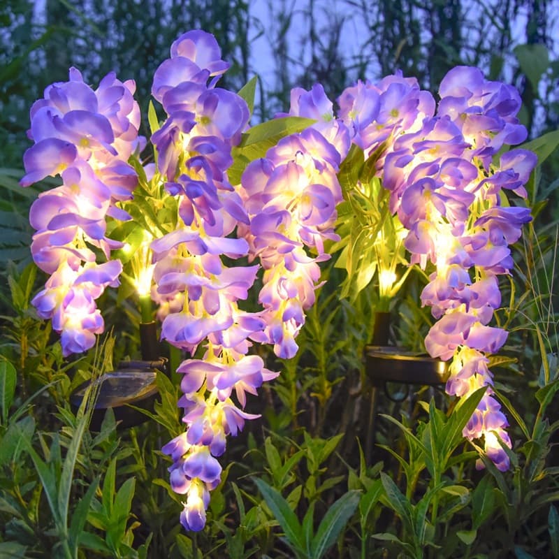 Đèn Led năng lượng mặt trời Wisteria Lantern Đèn sàn chống nước ngoài trời Đèn bãi cỏ năng lượng mặt trời Sân vườn trang trí Mô phỏng Hoa