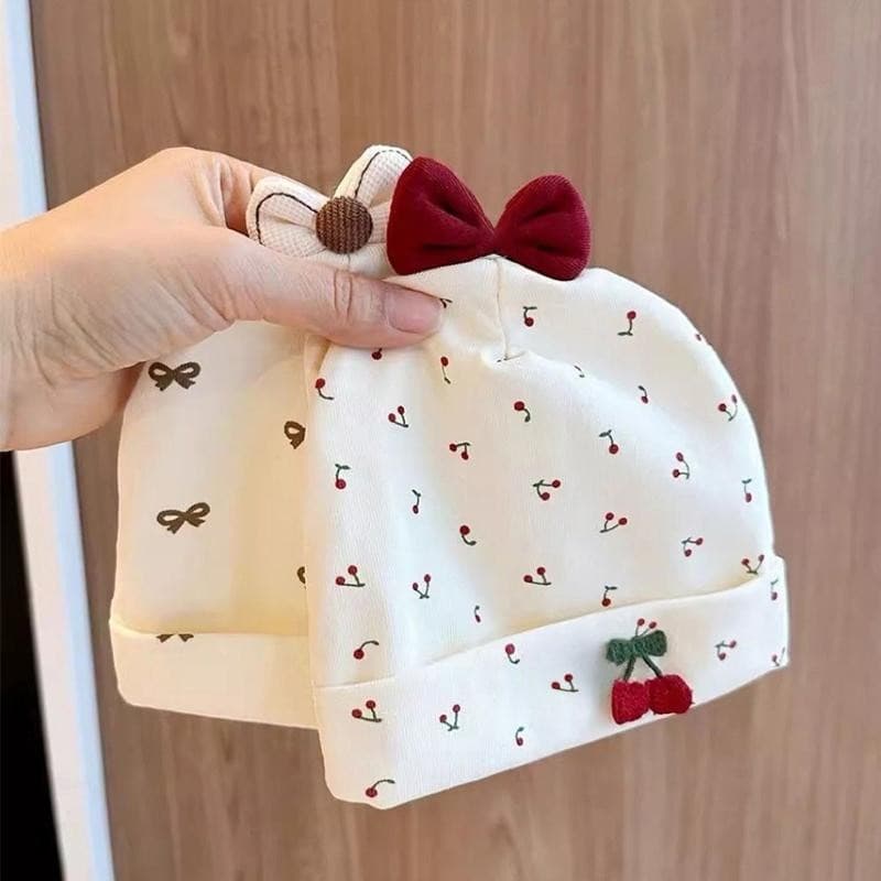 Mũ Bông Cho Trẻ Sơ Sinh Thiết Kế Dễ Thương Mềm Mại Trẻ Sơ Sinh Mũ Đi Bé Trai Bé Gái Nơ Chấm In Mũ