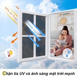 Miếng Dán Kính Chống Nắng, Chặn ánh sáng 100%, Miếng Dán Kính Để Bảo Mật Cửa Sổ, Không Keo Dán Cửa Sổ Kính 9