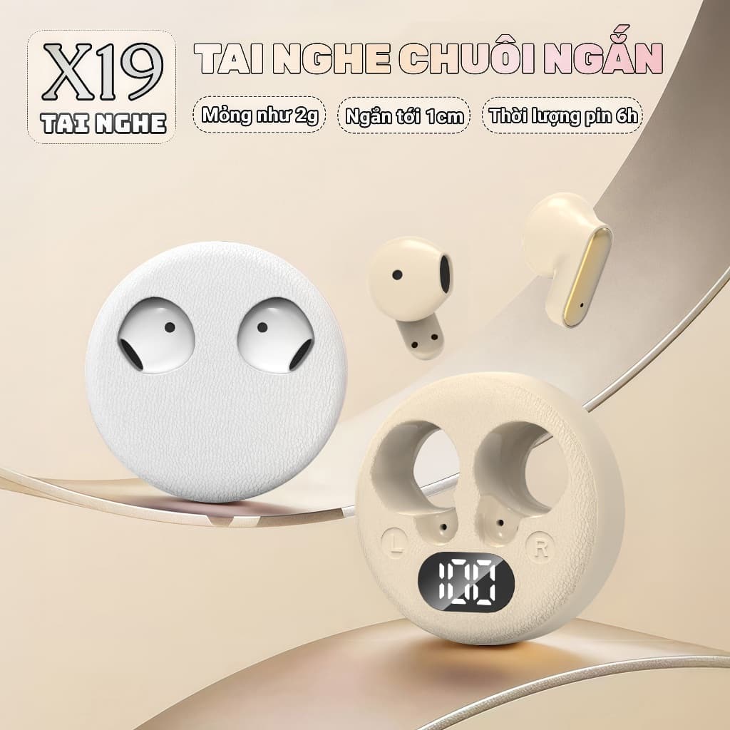X19 Tai Nghe Chuôi Ngắn Mới Nhất [4 Quà tặng] 5 màu, Công nghệ mạ điện cao cấp, Âm thanh nổi mức HiFi, Màn hình LED hiển thị pin,Chống nước iPX5, Giảm tiếng ồn ENC