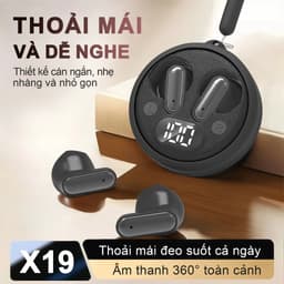X19 Tai Nghe Chuôi Ngắn Mới Nhất [4 Quà tặng] 5 màu, Công nghệ mạ điện cao cấp, Âm thanh nổi mức HiFi, Màn hình LED hiển thị pin,Chống nước iPX5, Giảm tiếng ồn ENC 2