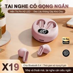 X19 Tai Nghe Chuôi Ngắn Mới Nhất [4 Quà tặng] 5 màu, Công nghệ mạ điện cao cấp, Âm thanh nổi mức HiFi, Màn hình LED hiển thị pin,Chống nước iPX5, Giảm tiếng ồn ENC 3