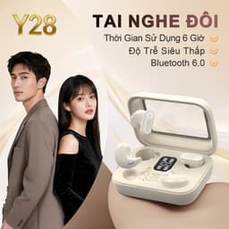 Y28 (2 cặp tai nghe) Mới Nhất Tai Nghe Đôi, 1 Cặp tai nghe chuôi ngắn và 1 Cặp ngủ, nhạc liên tục hơn 30 giờ, Âm thanh nổi cấp độ HiFi, Chống nước IPX5, Kích thước siêu nhỏ gọn, Phù hợp cho cả khi ngủ và thể thao, Với iPhone và Android 1