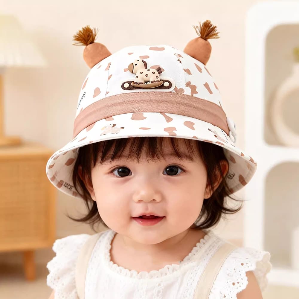 Mũ giải trí trẻ em cho bé trai và bé gái Mũ xô có họa tiết ngựa hoạt hình 3D Thích hợp cho bé 6-24 tháng tuổi