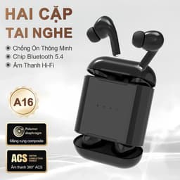 KY A16 (2 cặp tai nghe) Mới Nhất ANC Tai Nghe Đôi, 1 Cặp nghe nhét và 1 Cặp bán nhét tai, nhạc liên tục hơn 30 giờ, Âm thanh nổi cấp độ HiFi, Chống nước IPX5, Giảm tiếng ồn 3