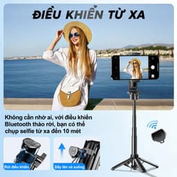 M1 MINI 3 Trong 1 Gậy Chụp Ảnh – Gậy selfie kiêm chân tripod, Tay cầm tiện dụng, Điều khiển Bluetooth không dây, Cho iPhone và Android 8