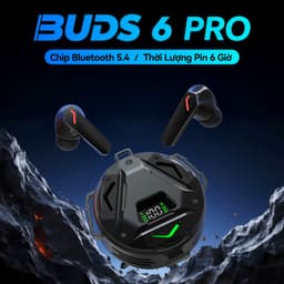 BUDS 6 PRO Chơi Game Tai Nghe, Thiết kế phong cách mecha, Hiệu ứng ánh sáng siêu ấn tượng, Âm thanh nổi cấp độ HiFi, Mic tích hợp chống nước IPX5, Giảm tiếng ồn ENC, Điều khiển cảm ứng 1
