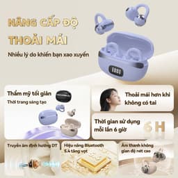 KY99 Mới Nhất Tai Nghe Kẹp Tai, Thiết kế cầu chữ C, Công nghệ nghe hở tai, Tự động nhận dạng trái-phải, Âm thanh nổi cấp HiFi, Điều khiển cảm ứng, Chống nước IPX5, Bluetooth 5.4, Hình dạng đá cuội,Freeclip, Không có cảm giác khi đeo 3