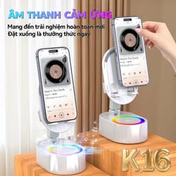 K16 Loa Cảm Ứng Không Dây (4 trong 1) Chân đế đa chức năng + Âm thanh cảm ứng/Bluetooth Loa + Sạc Dự Phòng + Đèn không gian, Âm thanh đỉnh cao, Pin lớn 3000mAh, Kết Nối Cảm Ứng, Không Cần Kết Nối Bluetooth 6