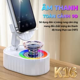 K16 Loa Cảm Ứng Không Dây (4 trong 1) Chân đế đa chức năng + Âm thanh cảm ứng/Bluetooth Loa + Sạc Dự Phòng + Đèn không gian, Âm thanh đỉnh cao, Pin lớn 3000mAh, Kết Nối Cảm Ứng, Không Cần Kết Nối Bluetooth 7