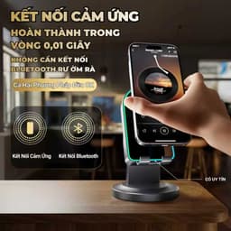 K8 Loa Cảm Ứng Không Dây (3 trong 1) Chân Đế Đa Chức Năng + Âm thanh cảm ứng/ Bluetooth Loa + Gương Trang Điểm, Kết Nối Cảm Ứng, Không Cần Kết Nối Bluetooth 5