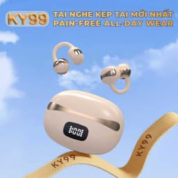 KY99 Mới Nhất Tai Nghe Kẹp Tai, Thiết kế cầu chữ C, Công nghệ nghe hở tai, Tự động nhận dạng trái-phải, Âm thanh nổi cấp HiFi, Điều khiển cảm ứng, Chống nước IPX5, Bluetooth 5.4, Hình dạng đá cuội,Freeclip, Không có cảm giác khi đeo 1