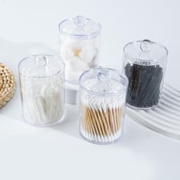 WireFlow Hộp đựng tăm bông / bông tẩy trang / chỉ nha khoa bằng acrylic, phụ kiện lưu trữ phòng tắm & bàn trang điểm 7