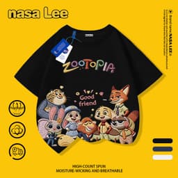 [Giao hàng trong ngày] Áo thun Cotton nguyên chất màu trắng cho trẻ em của NASA Crazy Animal City In hình 3-16 tuổi Bé trai bé gái tay ngắn thông thường 4