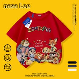 [Giao hàng trong ngày] Áo thun Cotton nguyên chất màu trắng cho trẻ em của NASA Crazy Animal City In hình 3-16 tuổi Bé trai bé gái tay ngắn thông thường 5