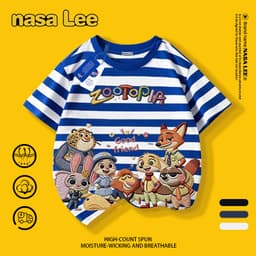 [Giao hàng trong ngày] Áo thun Cotton nguyên chất màu trắng cho trẻ em của NASA Crazy Animal City In hình 3-16 tuổi Bé trai bé gái tay ngắn thông thường 7