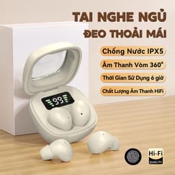 Y19 Tai nghe ngủ nhỏ nhất [3 Quà tặng] 1 Nhãn dán hoạt hình+1 Bao tay chơi game+1 Dây buộc, Âm thanh stereo chuẩn HiFi, Siêu nhẹ và siêu mỏng, Thiết kế ẩn khi đeo, Chống nước iPX5, Giảm ồn ENC, Màn hình hiển thị số 2