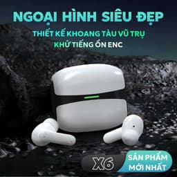 X6 Mới Nhất ENC Tai Nghe [2 Quà tặng] 1 Nhãn dán hoạt hình+1 Bao tay chơi game, Thiết kế viên nang không gian, Âm thanh nổi cấp độ HiFi, Mic tích hợp chống nước IPX5, Giảm tiếng ồn 1
