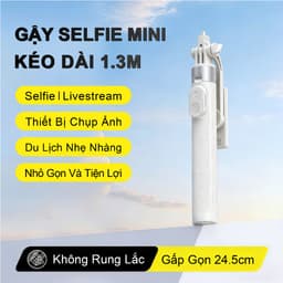 M2 MINI Gậy Chụp Ảnh Đa Năng – Gậy selfie kiêm chân tripod, 3 trong 1 bản cầm tay, Dài 1.3m có thể điều chỉnh, Xoay 360 độ, Điều khiển Bluetooth không dây, 2