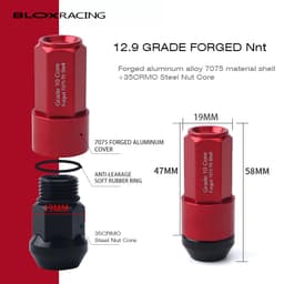Bộ 20 Con Ốc Blox Màu Đỏ M12x1.5 Cho Mâm Xe Ô tô   4