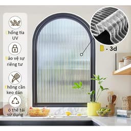 Miếng Dán Cửa Kính Bảo Vệ Sự Riêng Tư Họa Tiết Sọc Có Thể Tháo Rời, Giấy Dán Kính Không Cần Keo 6