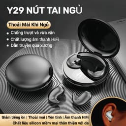 Tai nghe ngủ Y29 [3 Quà tặng] 1 Nhãn dán hoạt hình+1 Bao tay chơi game+1 Dây buộc, Không dây Bluetooth với thiết kế hình elip, Âm thanh trung thực cao, iPX5 không thấm nước, Giảm tiếng ồn ENC 1