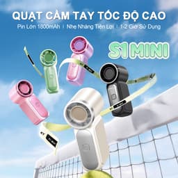 S1 MINI Quạt Tay Tốc Độ Cao, Làm mát nhanh, Quạt cầm tay mini, Chỉ 8,9cm, Điều chỉnh 6 tốc độ, 100 Mức gió, Màn hình kỹ thuật số, Pin 1800mAh 1