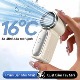 S1 MINI Quạt Tay Tốc Độ Cao, Làm mát nhanh, Quạt cầm tay mini, Chỉ 8,9cm, Điều chỉnh 6 tốc độ, 100 Mức gió, Màn hình kỹ thuật số, Pin 1800mAh 2